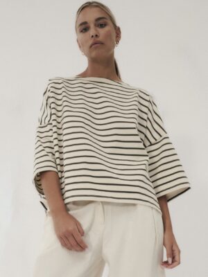 Longsleeve Koai Striped Off White Seaweed Green 09