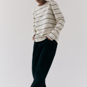 Longsleeve Basic Striped Off White Black 07