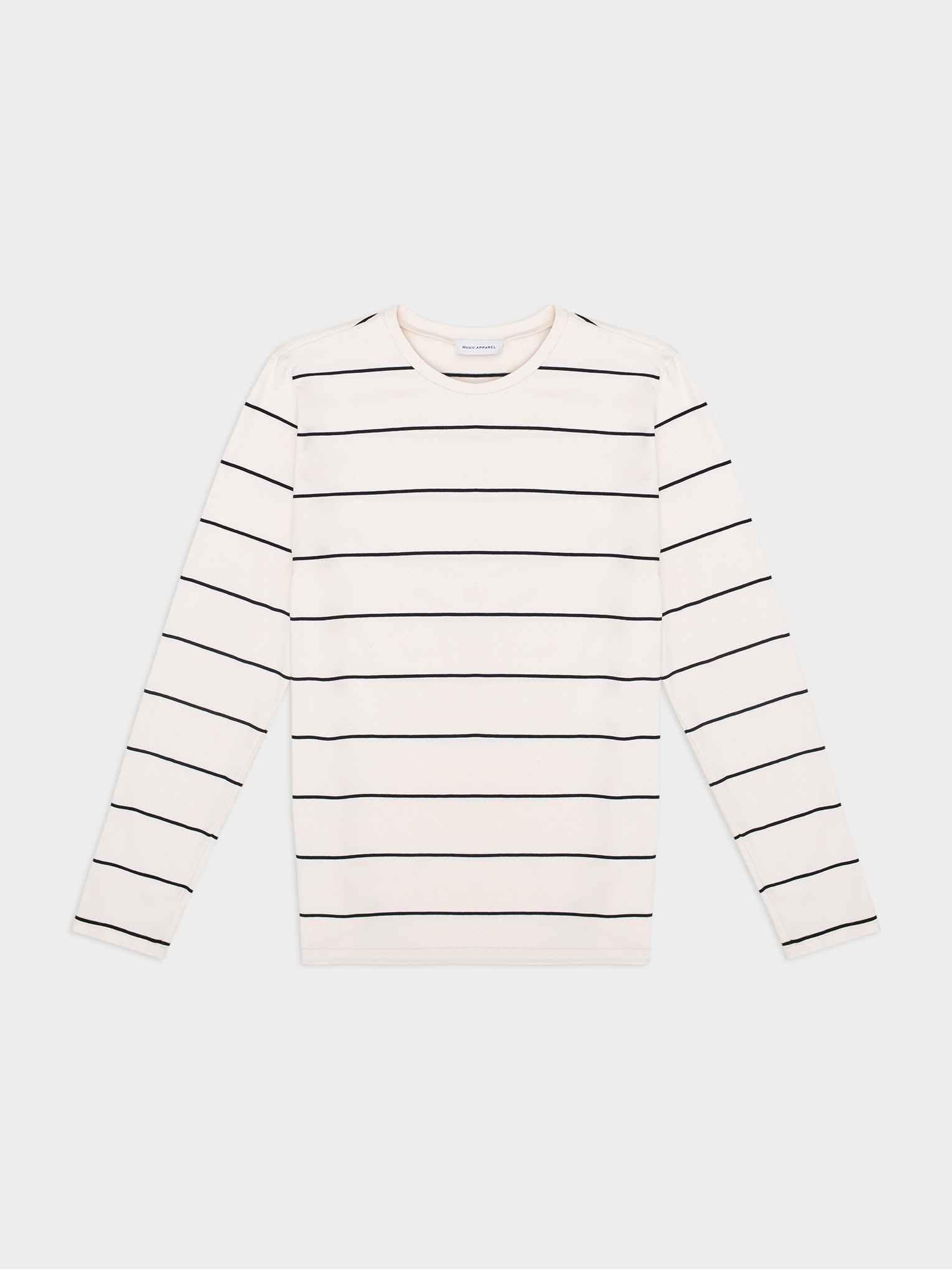 Longsleeve Basic Striped Off White Black 01