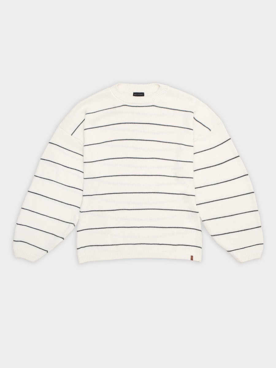 Sweter Conscious Striped Off White Black 01